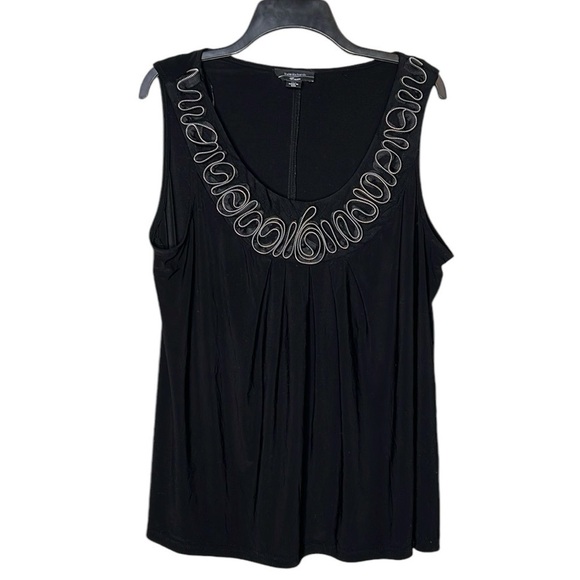 R&M Richard’s Women’s Black Silver Ruffle Embellished Cami - Picture 1 of 5